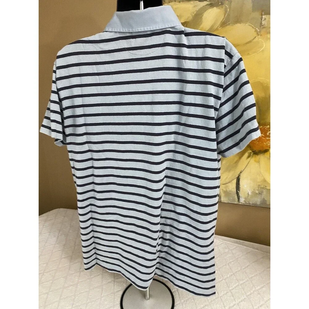 Vintage Ralph Lauren Blue Striped Men’s Polo Tee  Size XL